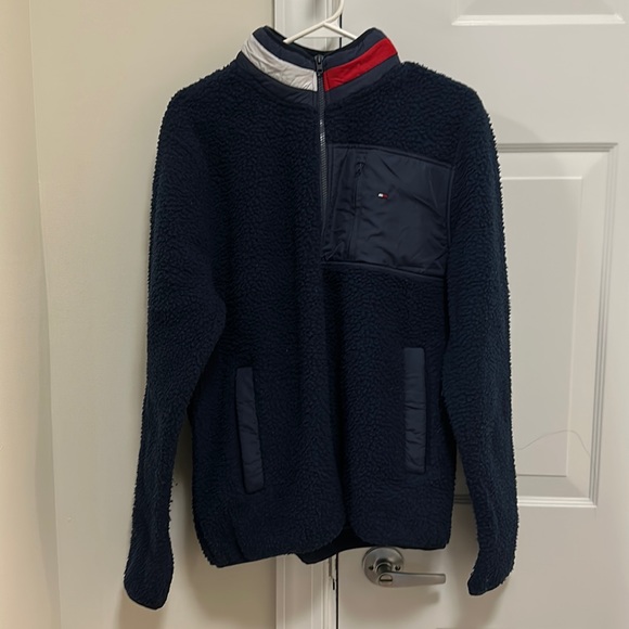 Tommy Hilfiger Navy Quarter Zip Up Sweater - US Men L - Picture 1 of 4